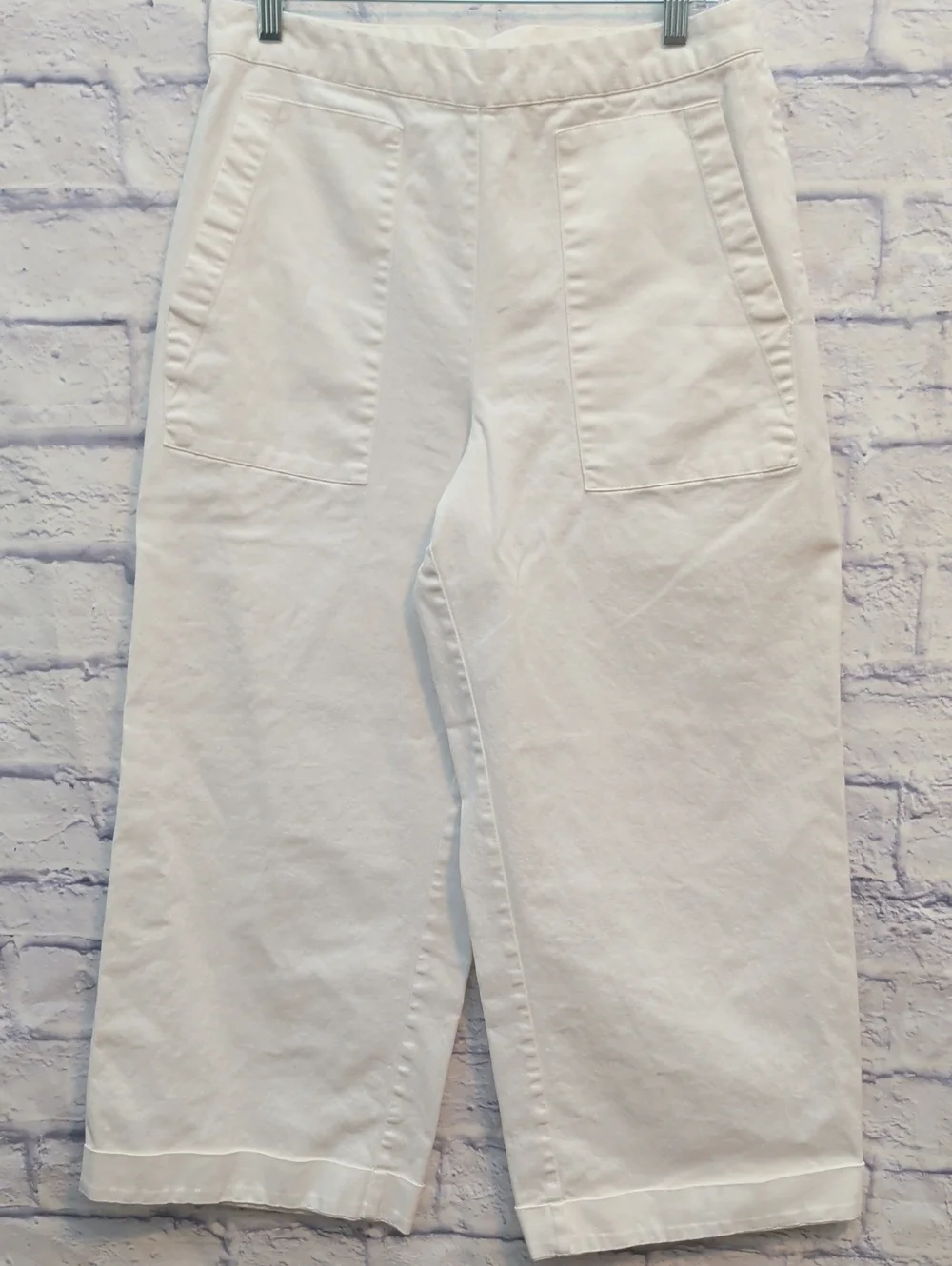 Prologue White Wide-Leg Cropped Chinos with Front Patch Pockets - Size 12 - Picture 1 of 7